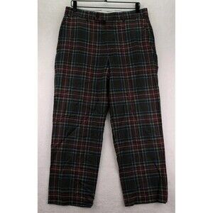 Brooks Brothers 100% Wool Tartan Plaid Pants Navy, Red & Yellow Made in Canada
